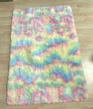 Tie-Dye Rainbow Shaggy Area Rug with Non-Slip Backing